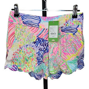 Lilly  Pulitzer Womens Dahlia Shorts Scalloped Size XS NWT Wearable Art Abstract